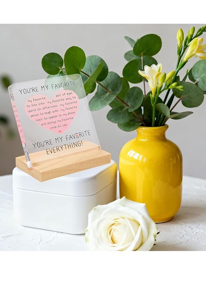 Happy D Appreciation Gift for Her Him Anniversary Valentine's Day Couple Gift for Boyfriend Girlfriend I Love You Transparent Desk Decoration Sign Wedding Home Office Souvenir Gift Acrylic Sign with Wooden Stand - Image 5